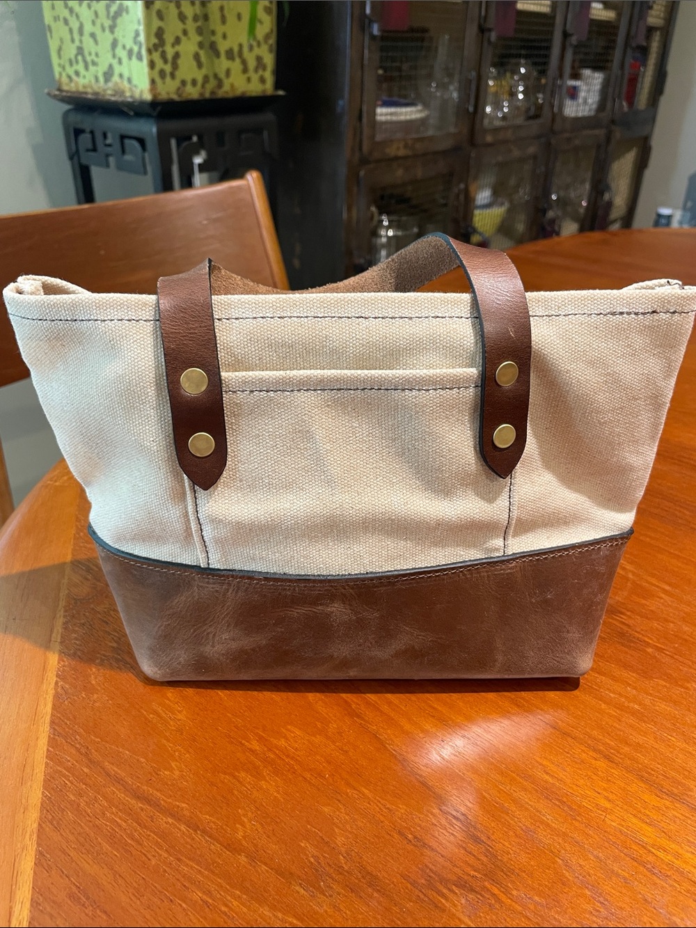 Blanton’s canvas and leather small tote bag - Picture 3 of 7